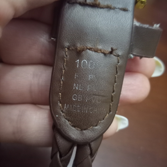 Brown Braided Leather Belt with Gold Accents - Picture 2 of 2